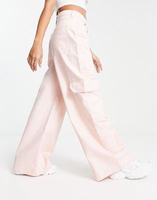 Weekday Sienna cargo pants in pink
