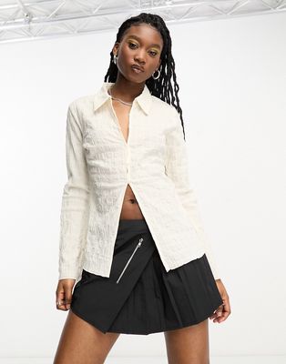 Weekday Smock textured shirt in off-white