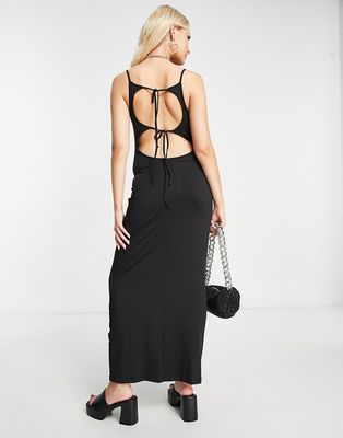 Weekday Sophie open back dress with tie details in black