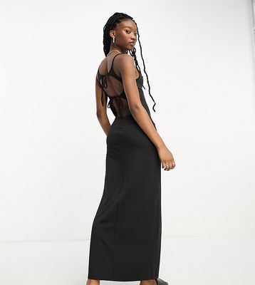 Weekday Sophie open back midaxi dress with tie detail in black - exclusive to ASOS