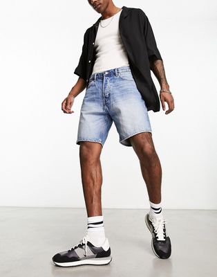 Weekday space straight fit shorts in light blue
