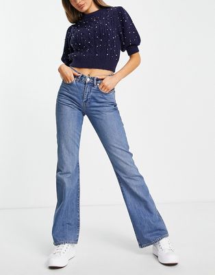 Weekday Sway cotton hipster bootcut jeans in 70's blue - MBLUE-Blues