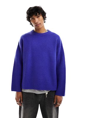 Weekday Teo wool blend relaxed sweater in blue