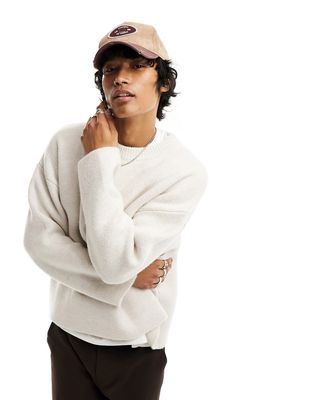 Weekday Teo wool blend relaxed sweater in off-white