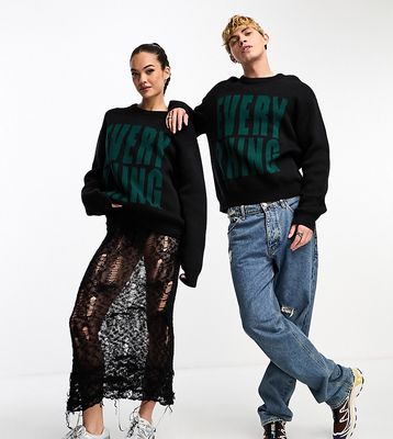 Weekday Unisex Fabian graphic sweater in black exclusive to ASOS