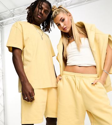 Weekday Unisex jersey shorts in dusty yellow exclusive to ASOS - part of a set