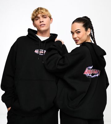 Weekday Unisex oversized graphic hoodie in black exclusive to ASOS - part of a set