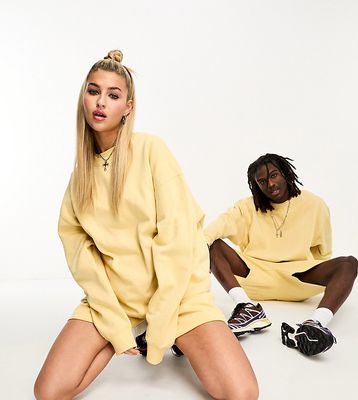 Weekday Unisex oversized sweatshirt in dusty yellow exclusive to ASOS - part of a set
