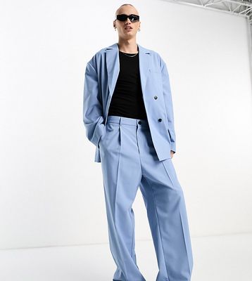 Weekday Uno loose fit suit pants in powder blue exclusive to ASOS - part of a set