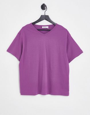 Weekday v front t-shirt in dusty purple