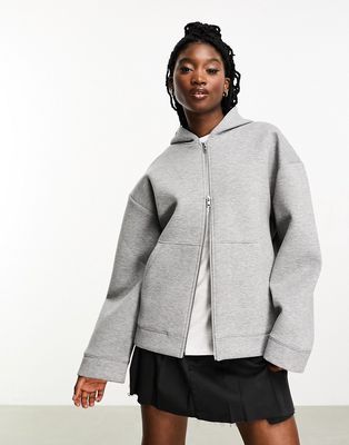Weekday volume scuba zip up hoodie in gray melange