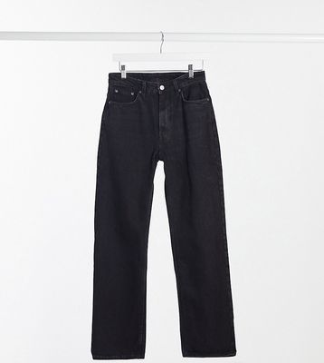 Weekday voyage cotton high rise straight leg button front jeans in black - BLACK