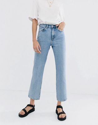 Weekday Voyage cotton straight leg jeans in light blue - MBLUE-Blues