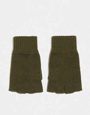 Weekday Wood fingerless gloves in khaki-Green