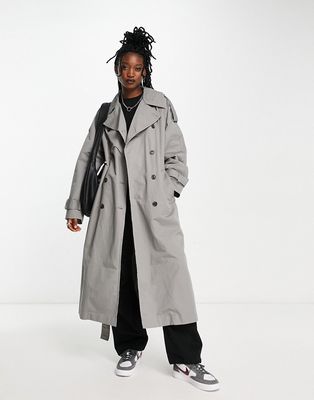 Weekday Zenni trench coat in gray