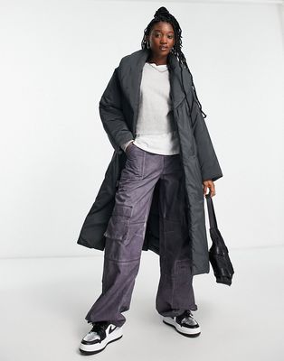 Weekday Zyan padded coat with belt detail in black