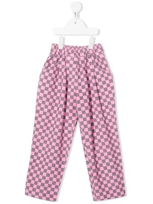 Weekend House Kids. checkerboard-print straight-leg trousers - Pink
