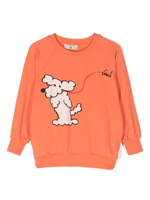 Weekend House Kids. dog-print crew-neck sweatshirt - Orange