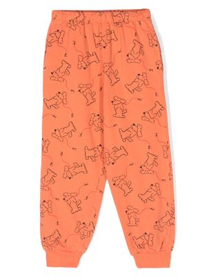 Weekend House Kids. dog-print tapered track pants - Orange