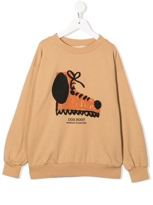 Weekend House Kids. graphic-print crew-neck sweatshirt - Brown
