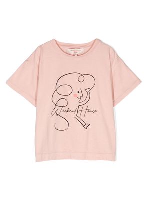 Weekend House Kids. graphic-print organic-cotton T-shirt - Pink