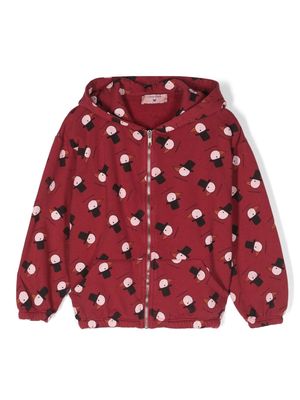 Weekend House Kids. graphic-print zip-up hoodie - Red