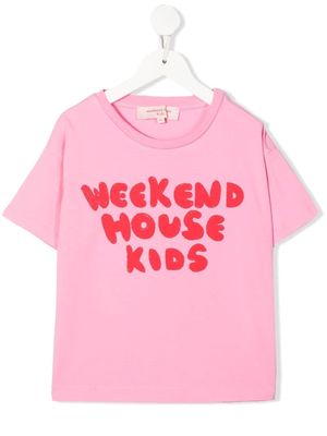 Weekend House Kids. logo crew-neck T-shirt - Pink