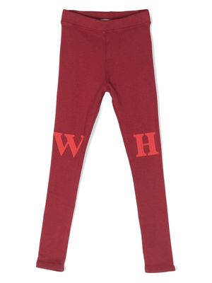 Weekend House Kids. logo-print slip-on leggigns - Red