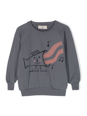 Weekend House Kids. Sound illustration-print cotton sweatshirt - Grey