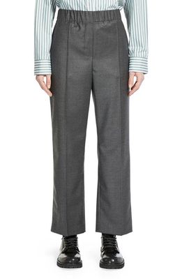 Weekend Max Mara Cambra Elastic Waist Wool Stretch Flannel Ankle Pants in Dark Grey