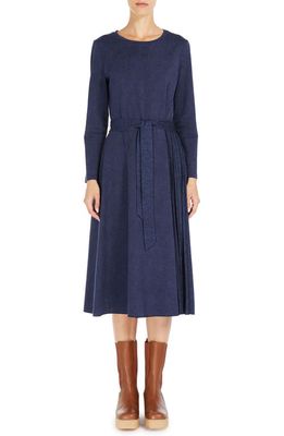 Weekend Max Mara Curvato Belted Long Sleeve Jersey Dress in Navy