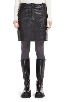 Weekend Max Mara Dry Leather Miniskirt in Black