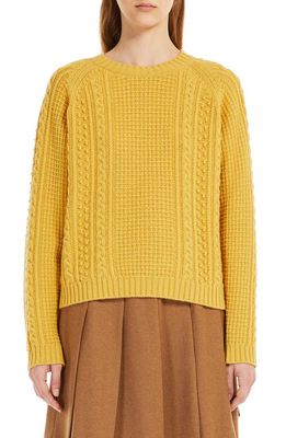 Weekend Max Mara Elid Mixed Stitch Wool Sweater in Yellow
