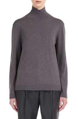 Weekend Max Mara Kiku Silk & Wool Blend Mock Neck Sweater in Dark Grey