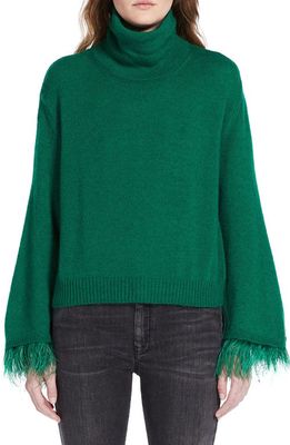 Weekend Max Mara Polo Feather Cuff Sweater in Emerald