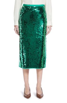 Weekend Max Mara Udine Sequin Jersey Pencil Skirt in Emerald