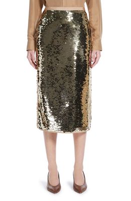 Weekend Max Mara Udine Sequin Jersey Pencil Skirt in Gold/Camel