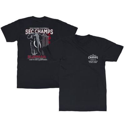 WEEZABI Men's Black Alabama Crimson Tide 2023 SEC Football Conference Champions Alabama Never Forgets T-Shirt