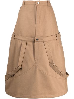 Weinsanto panelled wool A-line skirt - Brown