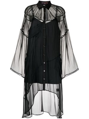 Weinsanto sheer overlay asymmetric shirt - Black
