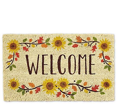 Welcome Sunflowers Natural Coir Doormat  with N onslip Back