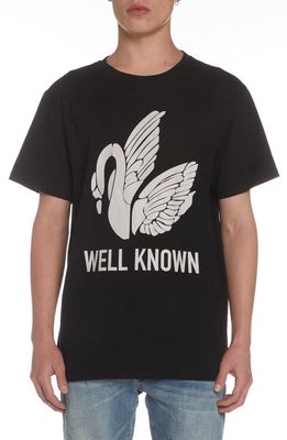 WELL KNOWN Bushwick Swan Cotton Graphic Tee in Black