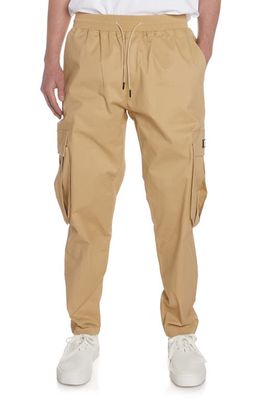 WELL KNOWN Front Street Stretch Cotton Cargo Pants in Beige