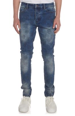 WELL KNOWN The Dean Street Gel Print Jeans in Light Silicone Indigo