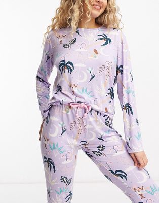 Wellness Project x Chelsea Peers bali swing long pajama set in lilac-Purple