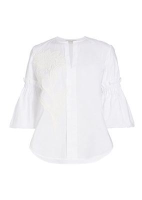 Wenda Floral Embroidered Cotton Blouse