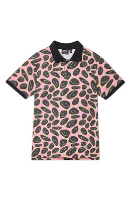 WeSC Antarctic Trippy Smiley Cotton Polo in Pink Multi