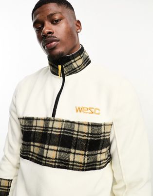 WESC half zip sweatshirt in white
