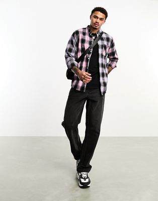 WESC long sleeve check shirt in pink