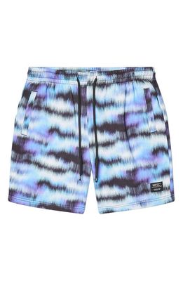 WeSC Marty Digital Static Drawstring Shorts in Blue Assorted